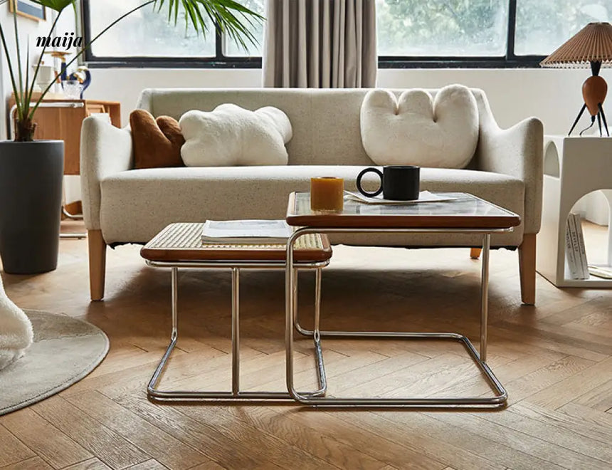 Retro Classic Rattan Glass Nested Tables from maija