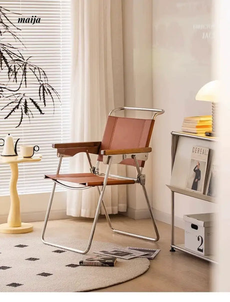 MIKA Retro Saddle Leather Folding Chair from MIKA