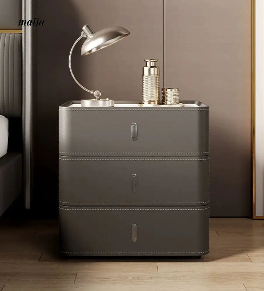 Matteo Leather Wrapped Bedside Table from maija