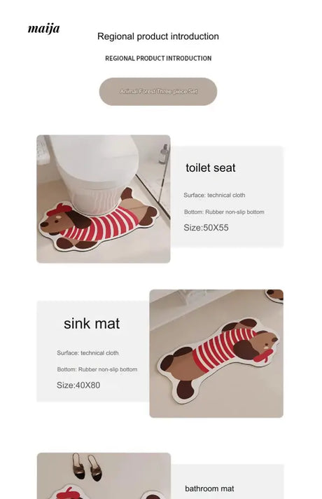 French Sausage Puppy Bath Mat from maija