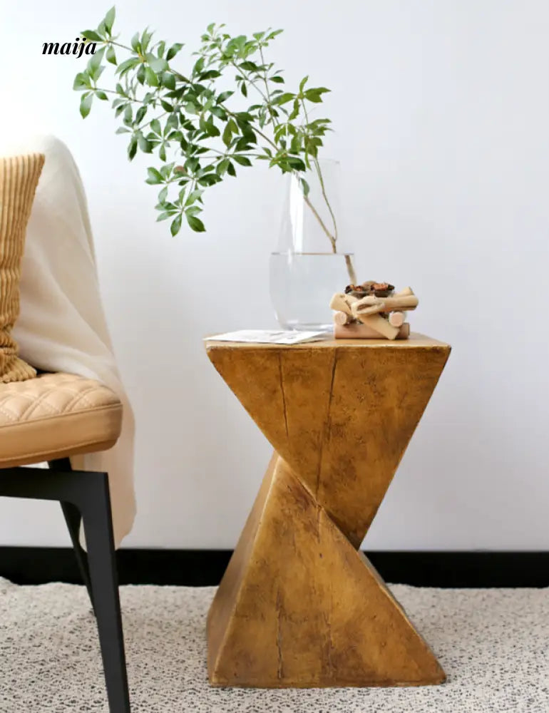 Irregular Hourglass Wood Stump Side Table from maija