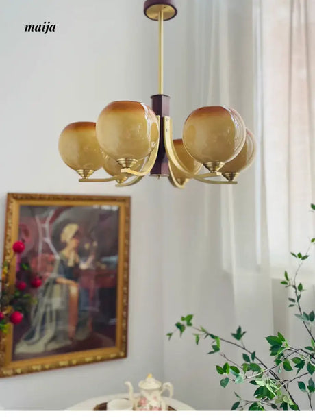 NANCY French Copper Walnut Chandelier Art Design from NANCY