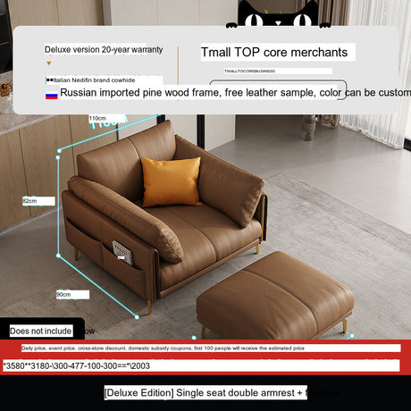 DIPU Mack Cream Minimalist Cowhide Sofa from DIPU