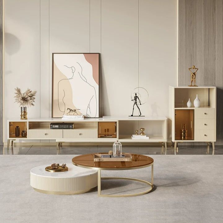 DIPU Celine Round Rock Plate Coffee Table Set from DIPU