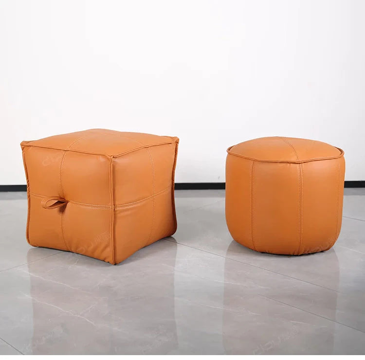 DIPU Ronin Leather Small Round Stool from DIPU