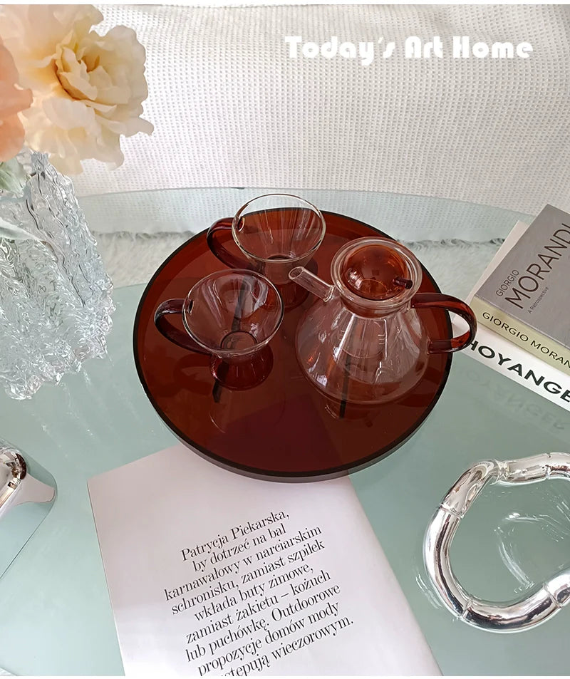 TODAYARTIST Elowen Glossy Scandinavian Tea Set with Amber Cups from TODAYARTIST