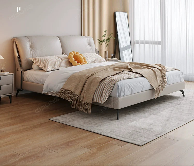 DIPU Emelia Minimalist Cream Designer Bed from DIPU