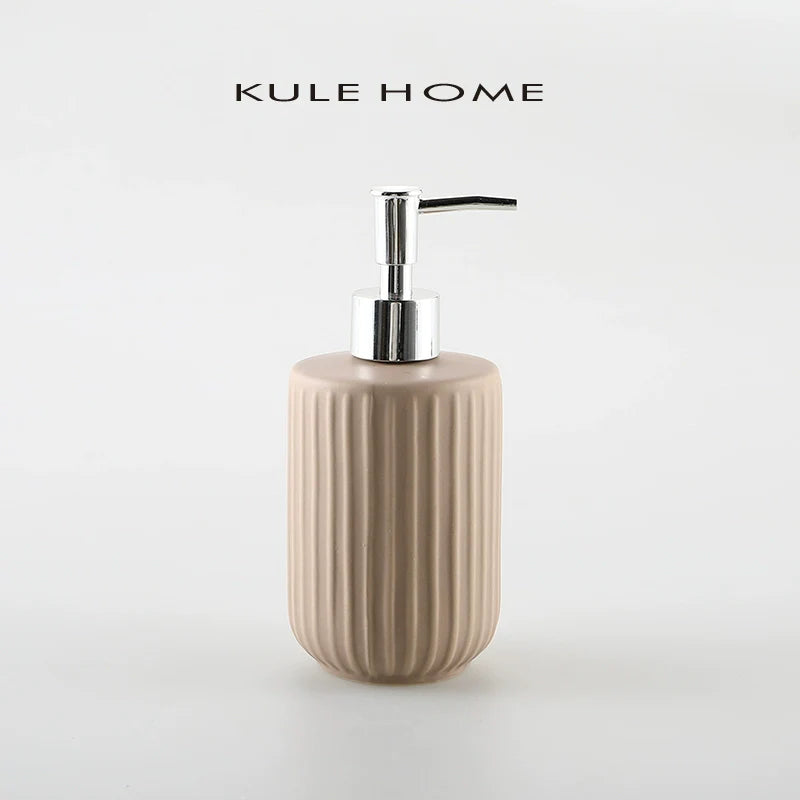 KULE HOME Stripe Ceramic Lotion and Hand Soap Bottle from KULE HOME