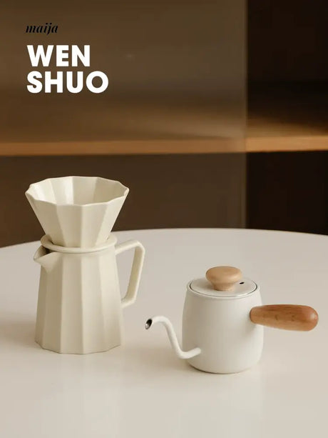WENSHUO Cream Ceramic Coffee Pot Set from WENSHUO