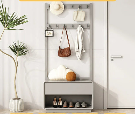 LINYUE Lila Minimalist Wooden Hanger with Shoe Shelf from LINYUE