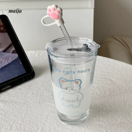 BANKE Bear Straw Glass Milk Coffee Cup from BANKE