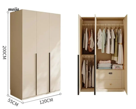 MEIHOUSE Cream Bedroom Wardrobe Flat Door Storage Cabinet from MEIHOUSE