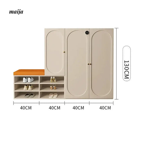 MEIHOUSE Cream Shoe Cabinet with Password Lock Entryway Storage Bench from MEIHOUSE