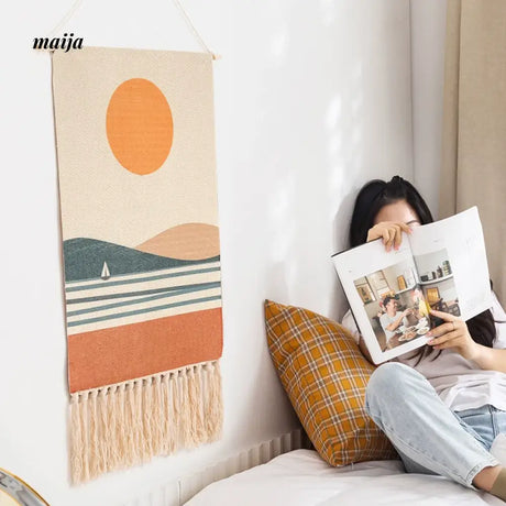 MAN YUE HOME Woven Tapestry for Bedroom Canvas Cotton Linen from MAN YUE HOME