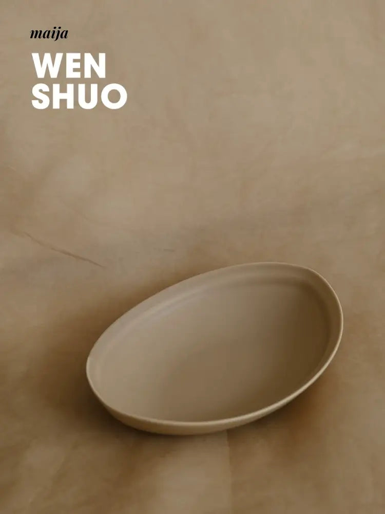 WENSHUO Cream Oval Ceramic Plate from WENSHUO