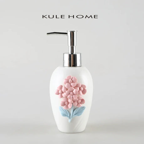 KULE HOME Sticky Flower Ceramic Hand Sanitizer and Lotion Container from KULE HOME