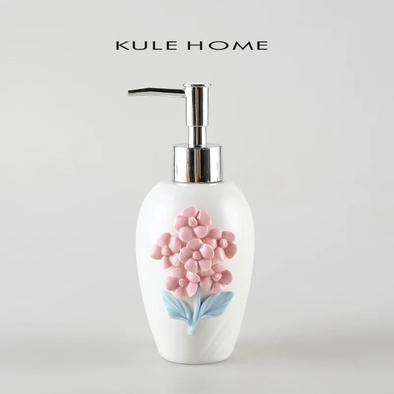 KULE HOME Sticky Flower Ceramic Hand Sanitizer and Lotion Container from KULE HOME