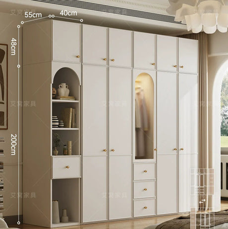 AIWO Anouk French Cream Wardrobe with Multi-Door Combination Storage from AIWO