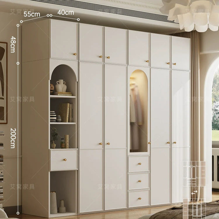 AIWO Anouk French Cream Wardrobe with Multi-Door Combination Storage from AIWO