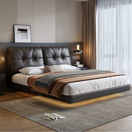 DIPU Maisie Cream Skin Leather Bed from DIPU