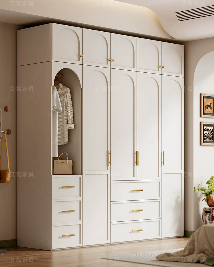 AIWO Romy Economical French Cream Wardrobe with Desk Integration from AIWO