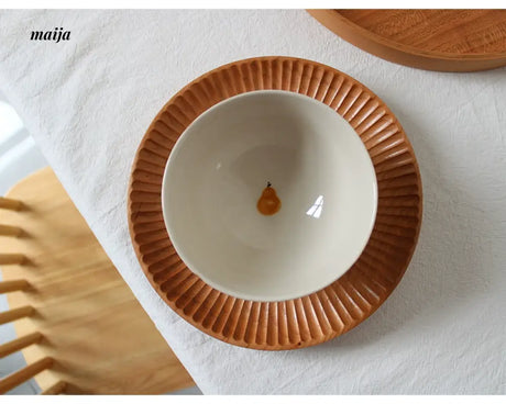 KAWATANI Japanese Ceramic Persimmon Gray Rice Bowl from kawatani