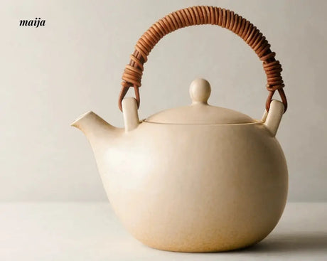 JOTO Japanese Pottery Boiling Teapot Bamboo Handle Kung Fu Tea Set from JOTO