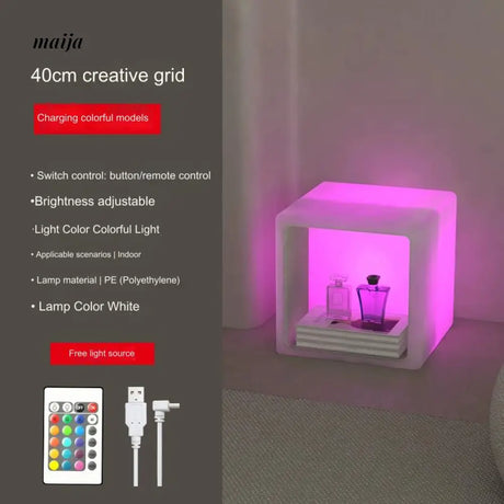 YUNLU Square Storage Lamp Side Table from YUNLU