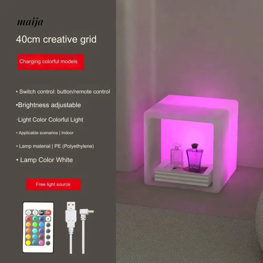 YUNLU Square Storage Lamp Side Table from YUNLU