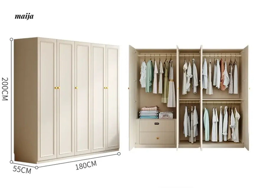 MEIHOUSE French Cream European Pine Wardrobe Bedroom Storage Cabinet from MEIHOUSE