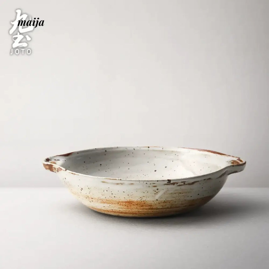 JOTO Six Color Rough Pottery Soup Bowl Handmade Retro Glazed from JOTO