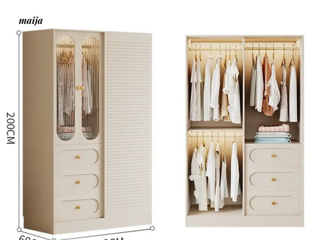 MEIHOUSE French Cream Sliding Door Bedroom Wardrobe Modern Storage from MEIHOUSE