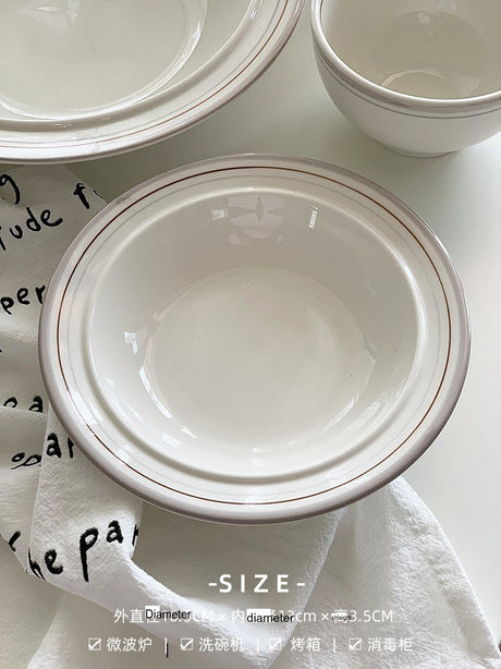 YASUKI Minja Retro Striped Ceramic Soup Bowl from YASUKI
