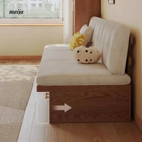 Japanese Style Solid Wood Sofa with Storage System from AI