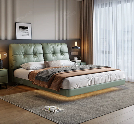 DIPU Maisie Cream Skin Leather Bed from DIPU