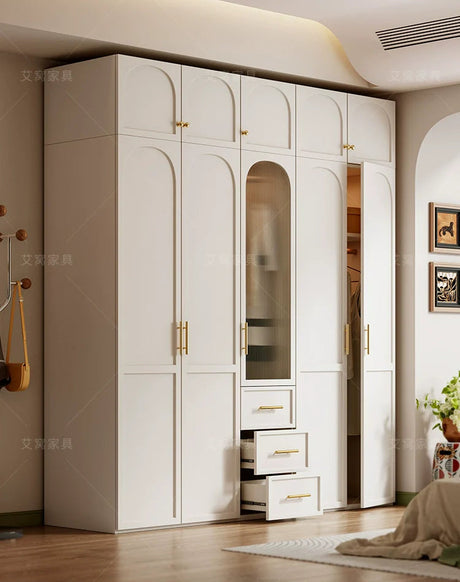 AIWO Romy Economical French Cream Wardrobe with Desk Integration from AIWO