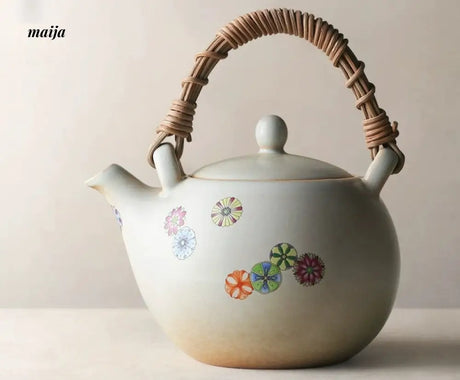 JOTO Japanese Pottery Boiling Teapot Bamboo Handle Kung Fu Tea Set from JOTO