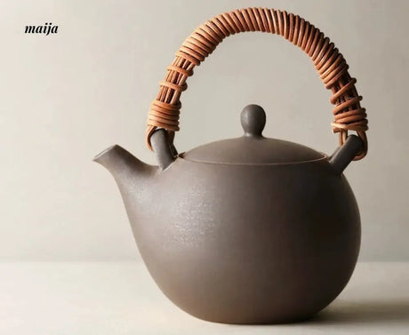 JOTO Japanese Pottery Boiling Teapot Bamboo Handle Kung Fu Tea Set from JOTO