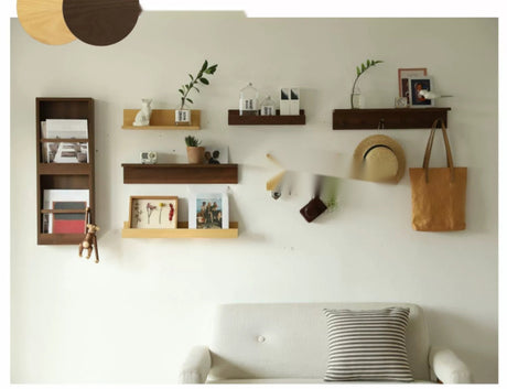 OGI NO RYOHIN Wall-Hung Shelf with Solid Wood Hooks from HOBBYTREE