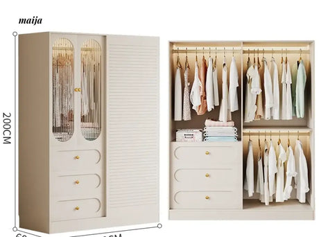 MEIHOUSE French Cream Sliding Door Bedroom Wardrobe Modern Storage from MEIHOUSE