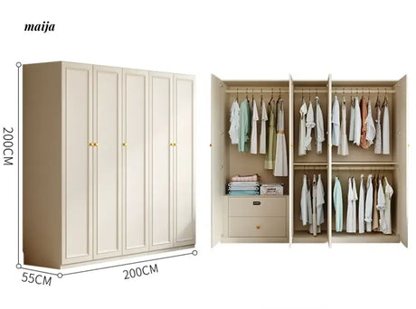 MEIHOUSE French Cream European Pine Wardrobe Bedroom Storage Cabinet from MEIHOUSE