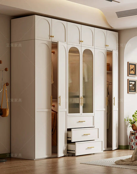 AIWO Romy Economical French Cream Wardrobe with Desk Integration from AIWO