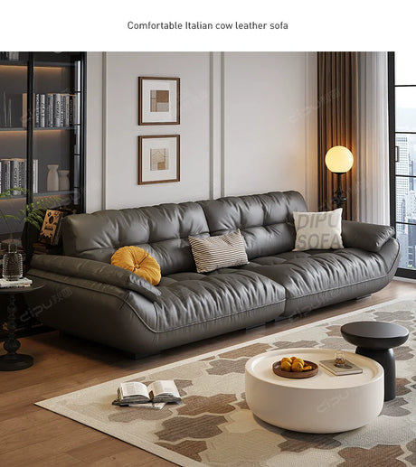 DIPU Cassius Minimalist Cream Leather Sofa from DIPU