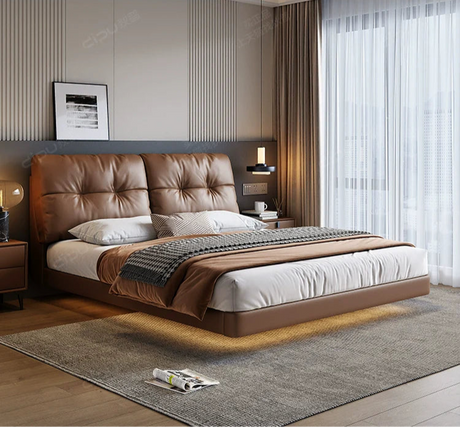 DIPU Maisie Cream Skin Leather Bed from DIPU
