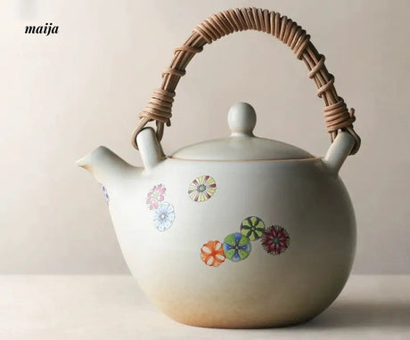 JOTO Japanese Pottery Boiling Teapot Bamboo Handle Kung Fu Tea Set from JOTO