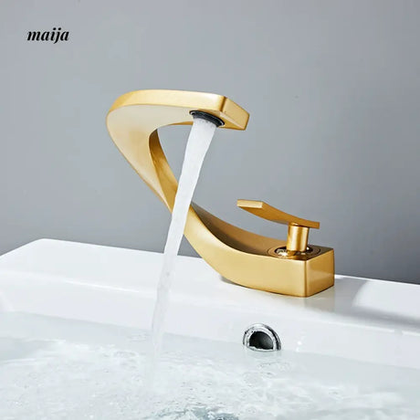 Creative Curve Copper Basin Faucet from Kaiyashi