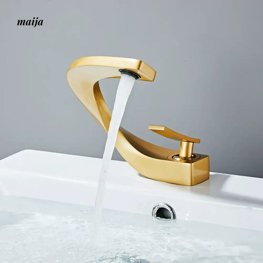 Creative Curve Copper Basin Faucet from Kaiyashi