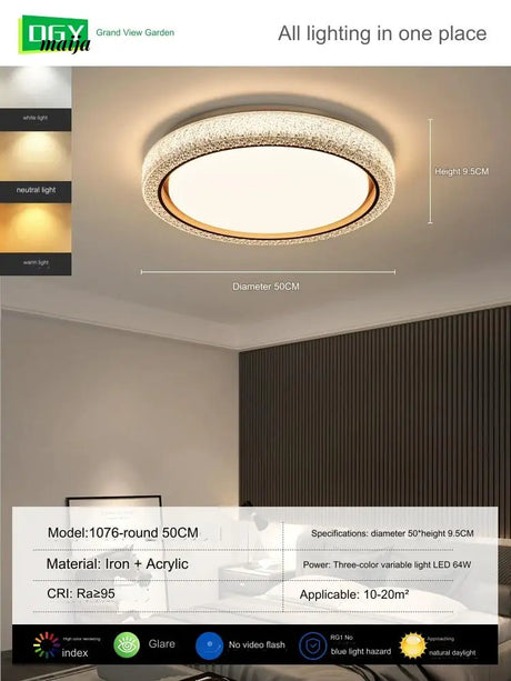 GVG Crystal Bedroom Ceiling Lamp from GVG