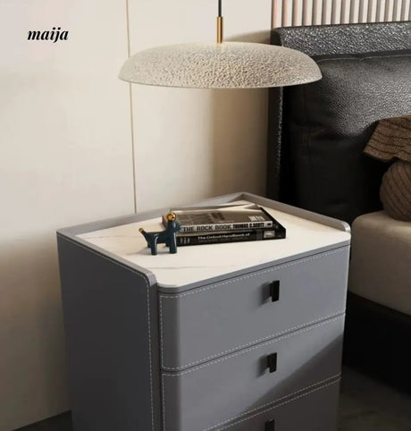 Jacobson Leather Wrap Bedside Table from Mufanli