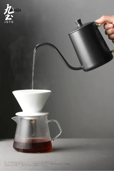 JOTO Rough Pottery Coffee Sharing Pot Wooden Lid from JOTO